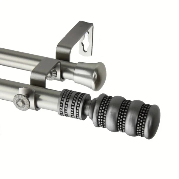 InStyleDesign Cork Adjustable Satin Nickel Curtain Rod Pair with Finial (28 to 48 inch)