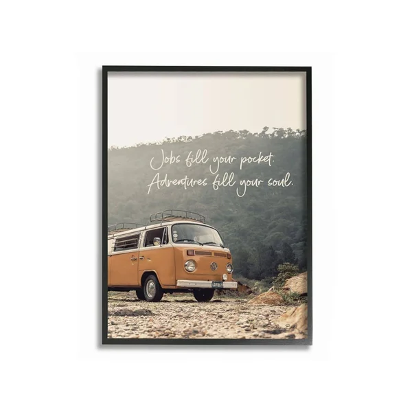 Stupell Industries Adventures Fill Your Soul Sentiments Vintage Iconic Van Framed Wall Art Design by Susan Ball, 24 inch x 30 in