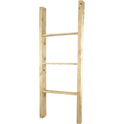 Gracie Oaks Barnwood Decor Collection Vintage Blanket Ladder - Beige