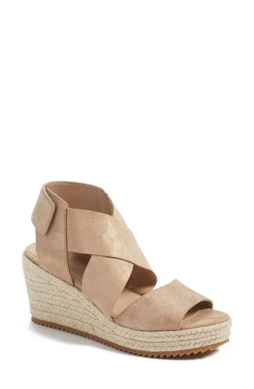 Eileen Fisher Willow 3 (Light Gold Metallic Suede) Women's Wedge Shoes