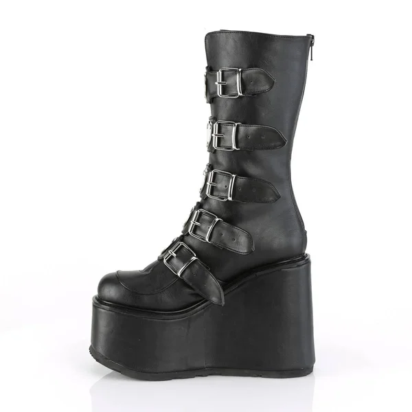 Women's Demonia Swing 230 Platform Mid-Calf Boot, Size: 7, Purple