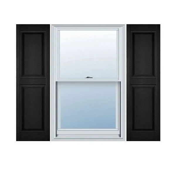 12 inchw x 46 inchh Lifetime Vinyl - Custom Two Equal Panels, Raised Panel Shutters, Black