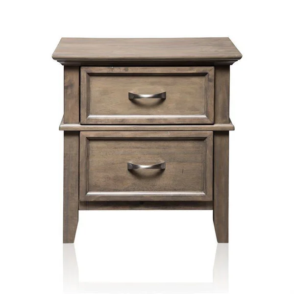 Furniture of America Ackerson 2 Drawer Nightstand in Weathered Oak