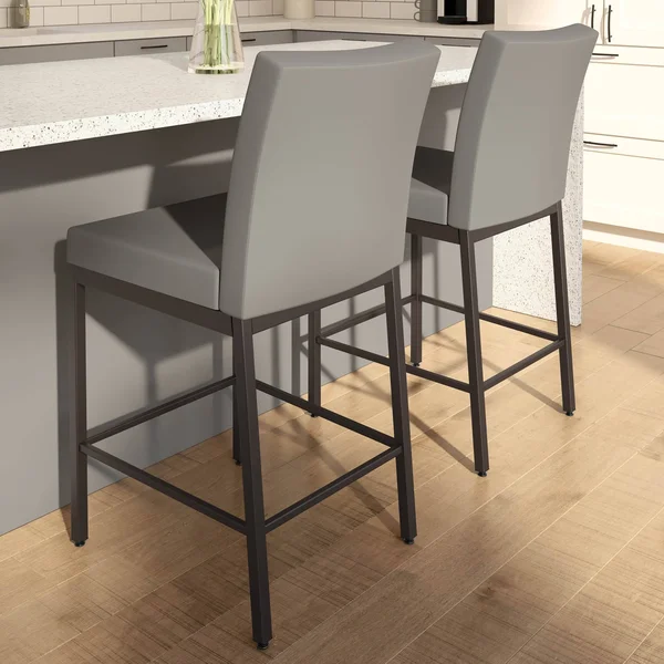 Amisco Perry Plus 30x22 Bar Stool - Gray/Beige