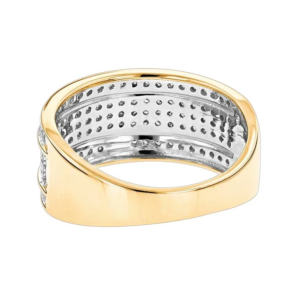Luxurman 10K Gold Men's 2/5ct TDW 5-Row Diamond Ring - White - 9.5