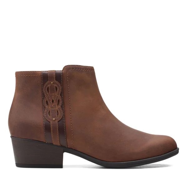 Clarks Women's Adreena Lilac Ankle Boot - Dark Tan Leather - 8