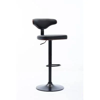 Bentwood /Adjustable Bar Stools, Walnut Bentwood Upholstered Swivel Barstool (Set of 2), Black Corrigan Studio