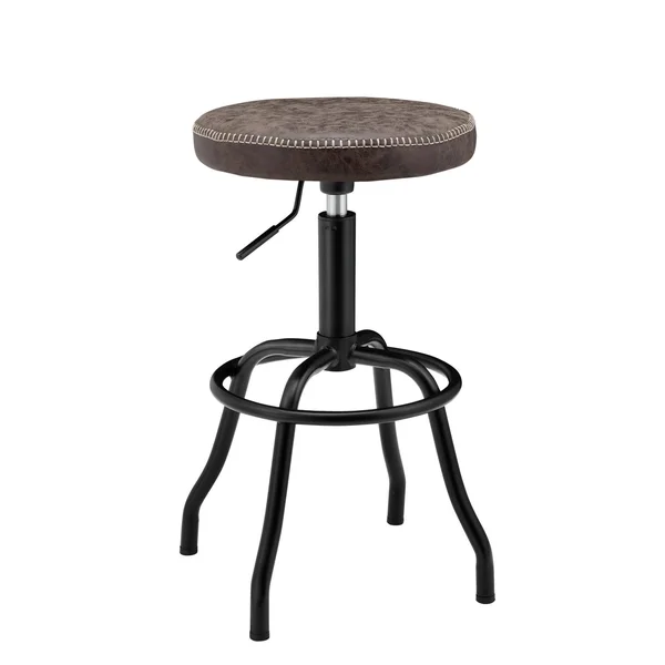 New Pacific Direct Eaton PU Leather Gaslift Backless Swivel Bar Stool, Vintage Coffee Brown