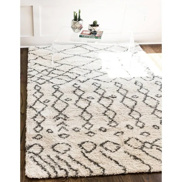 Unique Loom Geometric Rabat Shag Runner Rug - 2& 7 x 6& - Yellow