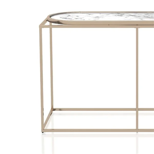 Furniture of America Abair Metal Console Table in Champaign and White