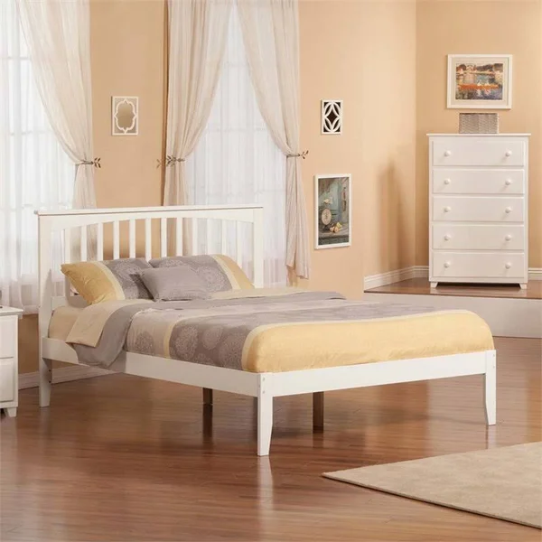 Leo & Lacey Queen Spindle Platform Bed in White - LL-1653201