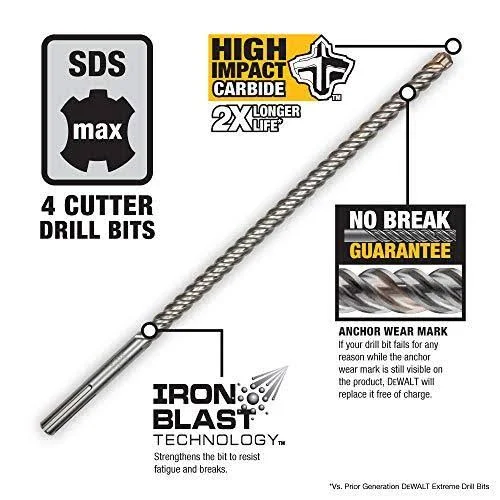 DeWalt DW5858 1-1/2in. x 24in. x 29in. SDS Max Drill Bit