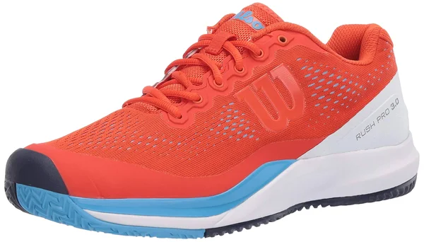 Wilson Men's Rush Pro 3.0 Tennis Shoes (Tangerine Tango/White/Bonnie Blue)