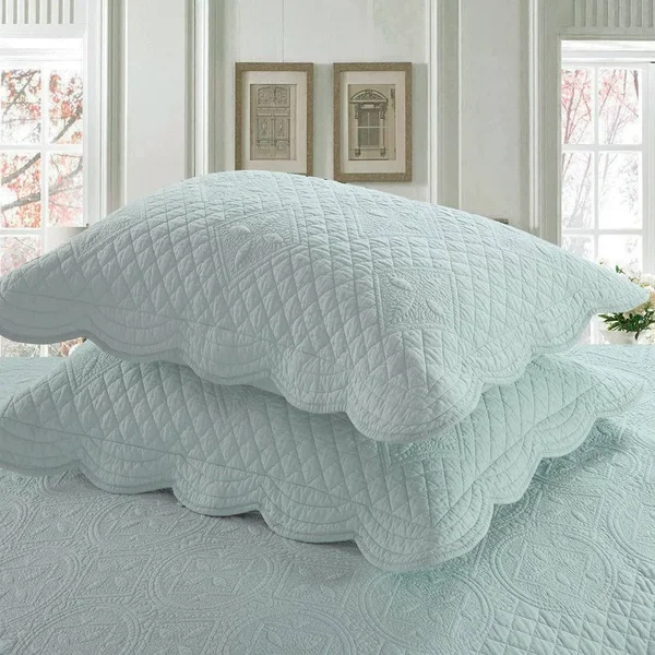 Calla Angel E6-UBOU-XBZ2 Sage Garden Light Aqua Euro Luxury Pure Cotton Quilted Pillow Sham