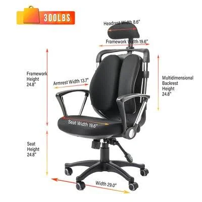Ergonomic Office Chair Desk Computer High Back Swivel Chair Managerial Executive Chair with Adjustable Headrest & Back Suppo