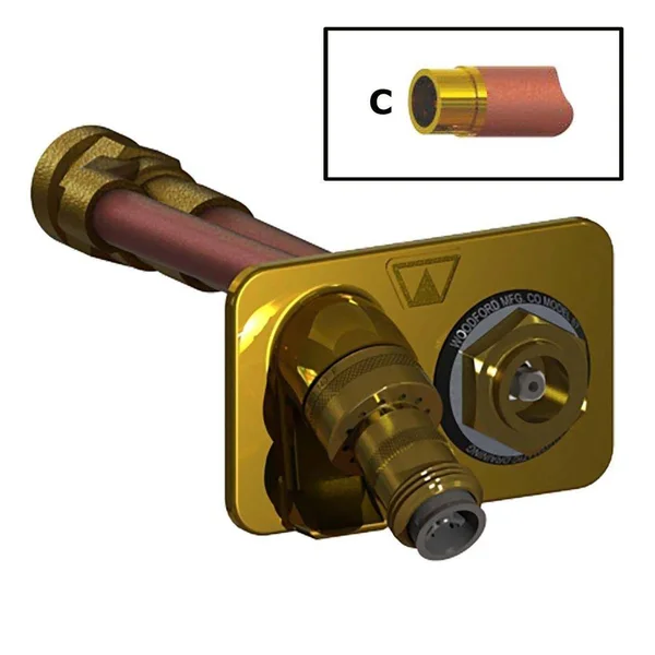 Woodford Freezeless Wall Hydrant 3/4x22 Sweat INLET - 14x22 Polished Brass