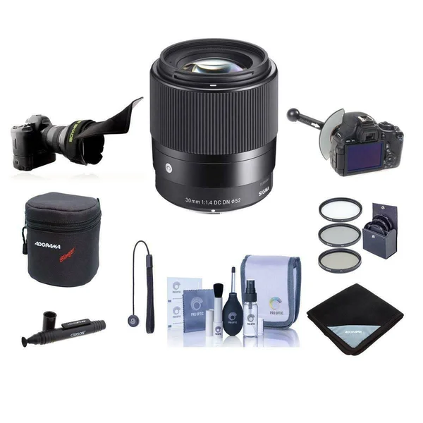 Sigma 30mm f/1.4 DC DN Contemporary Lens for Sony E-Mount - Bundle wit - 2.6 x 2.9in