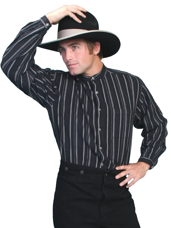 Scully Western Shirt Mens Striped Long Sleeve Button 4X Black Rw025