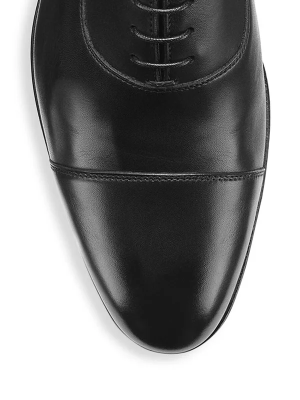 Santoni Darian Cap Toe Oxford Men's Shoes Black : 11 D