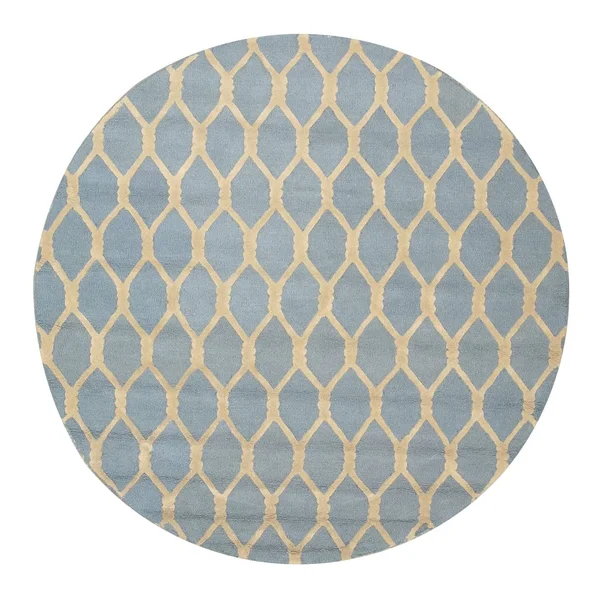 EORC VC1001BL Hand Tufted Wool Chain-Link Rug - 7&9 x 9&9, Blue