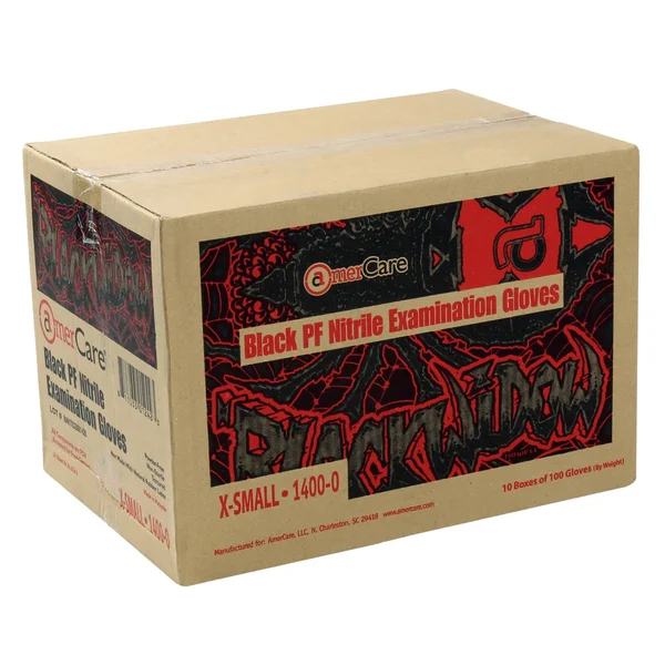 Case of 1000 Large Black Widow Powder Free Nitrile Medical Exam Gloves