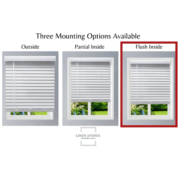 Linen Avenue Custom Cordless Faux Wood Blind White - 56 W x 72 H Flush Inside Mount