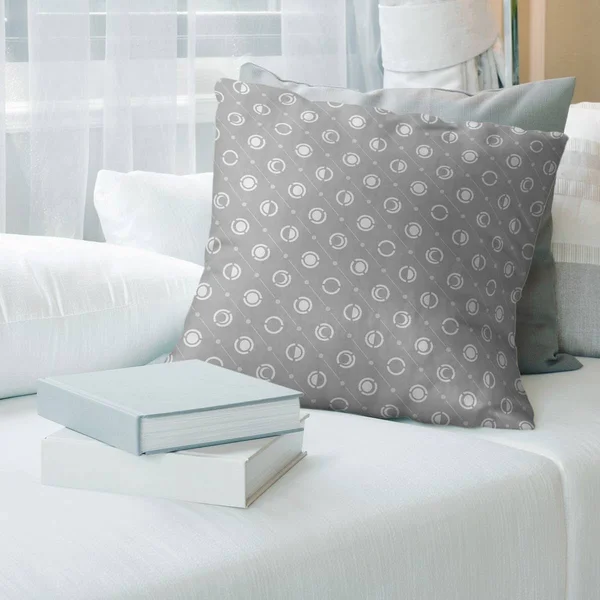 Cool Tones Classic Moon Phases Pattern Throw Pillow - 26 x 26 - Gray - Linen