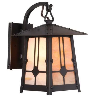 Cryal Outdoor Wall Lantern Loon Peak Fixture Finish: Old Penny, Shade Finish: Honey, Size: 13.25x22 H x 6.5x22 W x 11x22 D