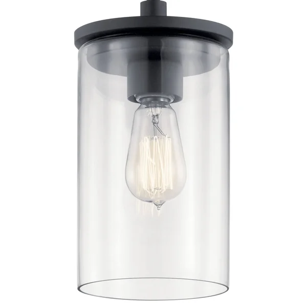 Kichler Crosby Mini Pendant Black 1 Light 43996BK