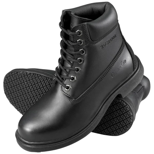 Genuine Grip Men's Slip-Resistant Waterproof Steel Toe Work Boot #7161 Black - Wide Width - Size: 7.5