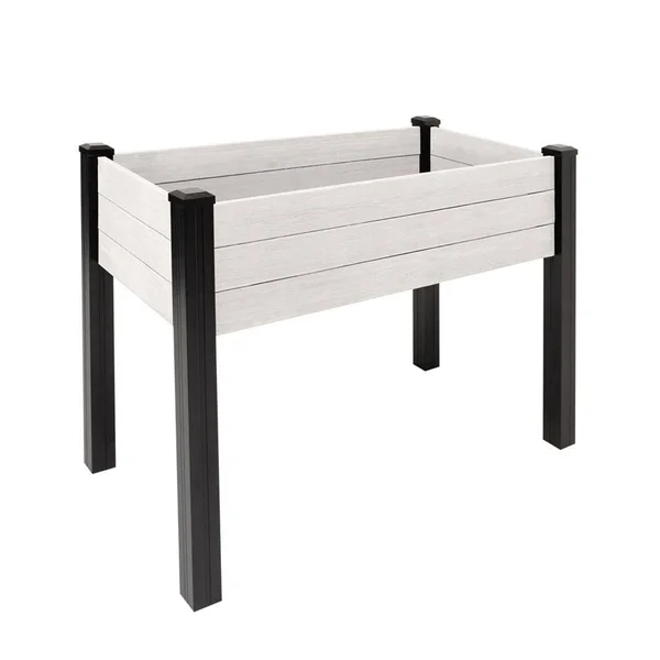 Outdoor Essentials 2 ft. x 4 ft. Rustic Antique White PVC Legs Tool-Free Elevated SPF Planter