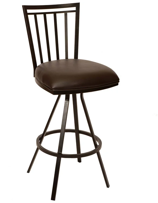 Armen Living Aidan Faux Leather Metal Swivel Counter Stool - Coffee