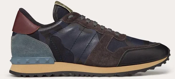Valentino Garavani Uomo Camouflage Rockrunner Sneaker Man Blue 40