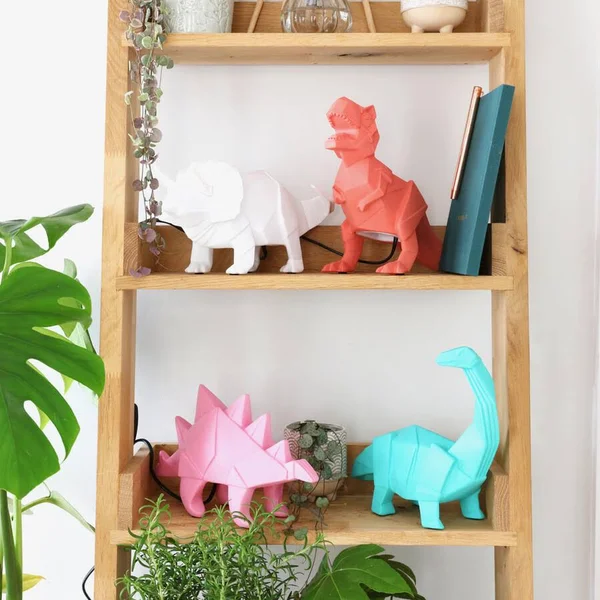 Dinosaur Lamp Green Origami Diplodocus Night Light by Disaster Designs