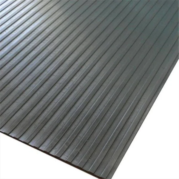 Rubber-Cal Wide Rib Rubber Floor Mat, Black, 1/8x22 x 48x22 x 180x22