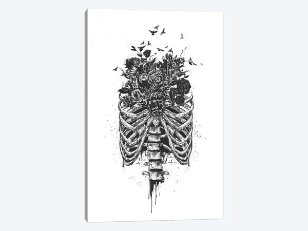 Balazs Solti Canvas Wall Decor Prints - New Life Black ( fantasy, Horror & sci-fi > Horror > Skeletons art)