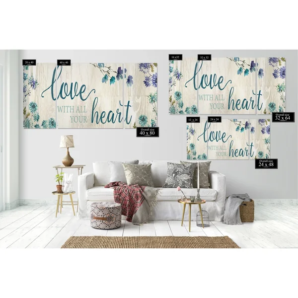 Wexford Home 'Love with All Your Heart' Canvas Premium Multi Piece Art - Extra Large