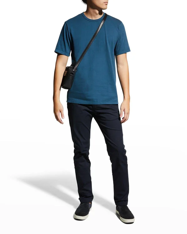 Vince Men's Garment Dyed Crewneck Tee - Blue - Size Medium - Washed River Blue