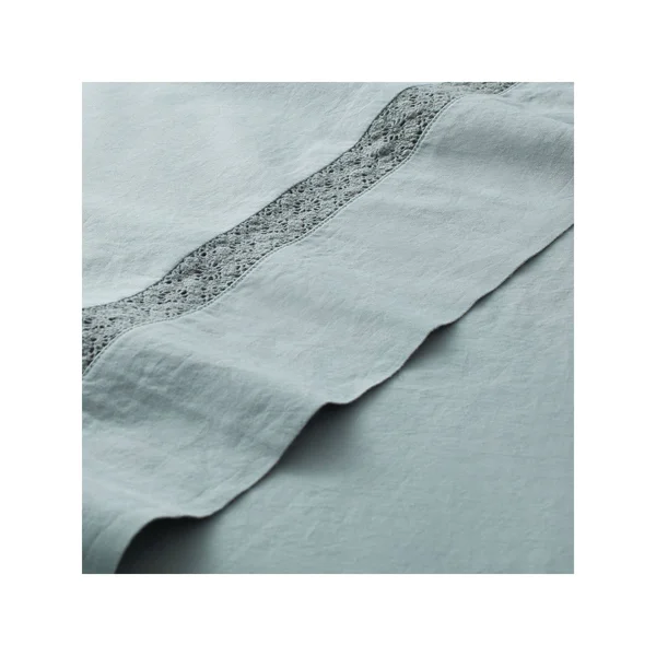Soft Wash Vintage Crochet Lace Sheet Set, King - Grey/Blue