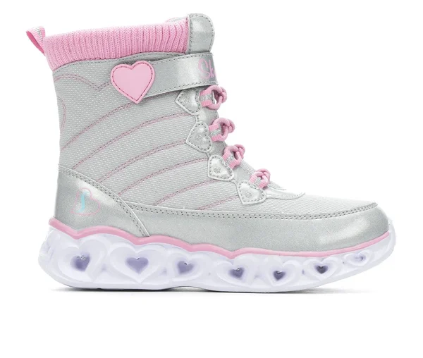 Skechers Girls& S Lights: Heart Lights - Heart Chaser Sneakers Gray 7.0N