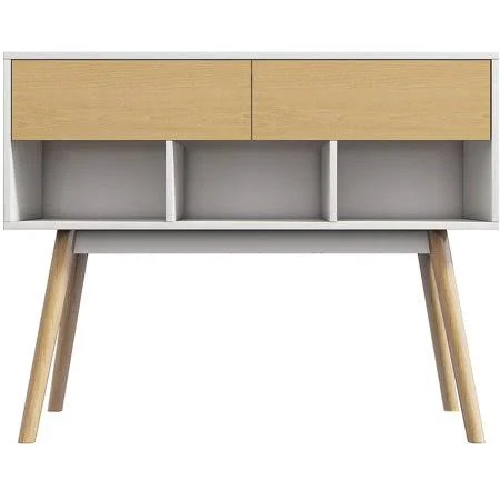 Piscis Modern Console Table, Sofa Table with 2 Drawers and 3 Storage Shelves, Wood Narrow Sofa Table, Small Console Table, Entry