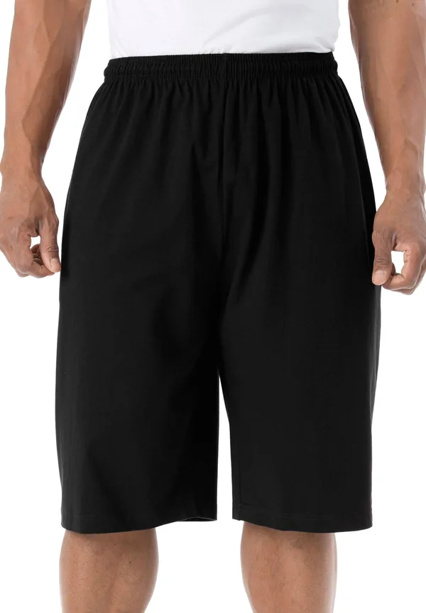 Men's Big & Tall Lightweight Extra Long Shorts by KingSize in Black (Size M)