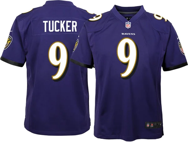 Nike Justin Tucker Baltimore Ravens Youth Purple Team Color Game Jersey Size: Small