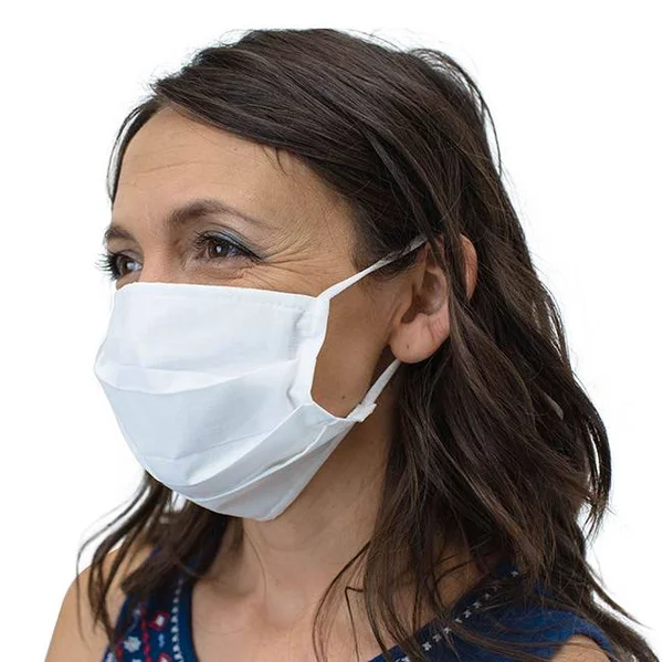 Childrens Factory Adult Cotton White Face Covering with Ear Loops – 80 Pack