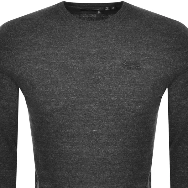 Superdry Crew Neck Orange Label Knit Jumper Grey