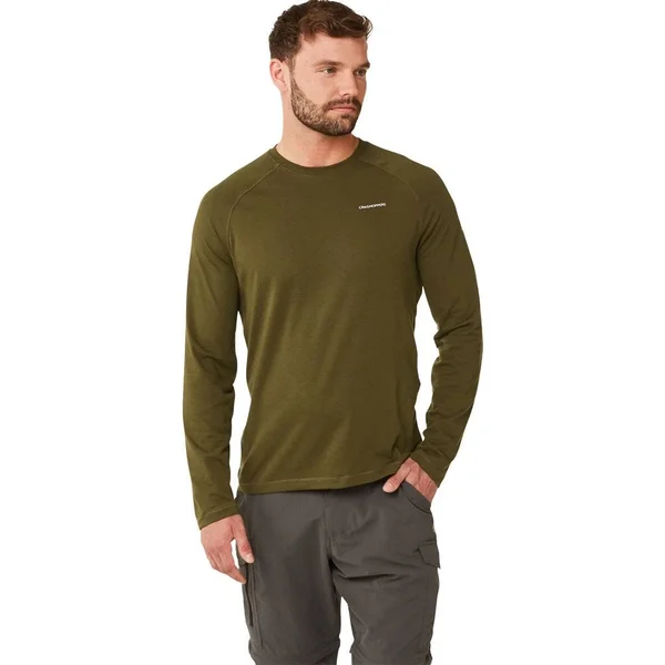 Craghoppers Mens NosiLife Bayame II Long Sleeved T-Shirt Dark Moss