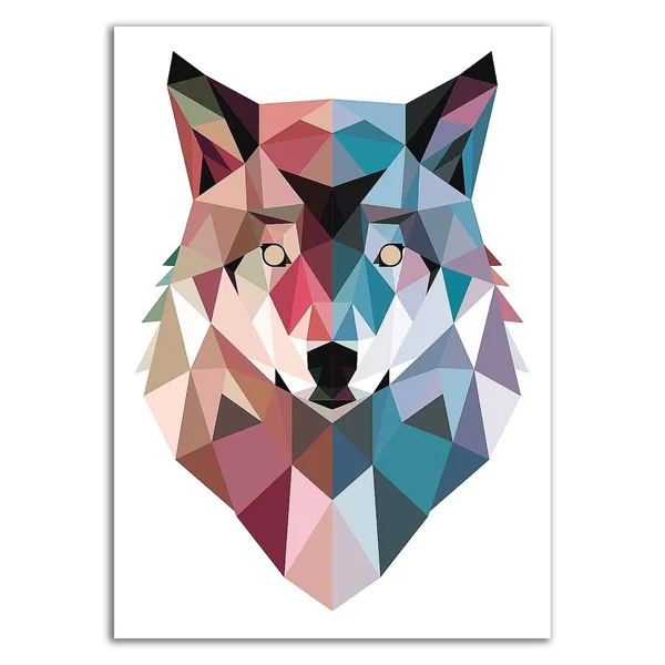 26x22 x 18x22 Geo Wolf by Michael Buxton Print on Canvas