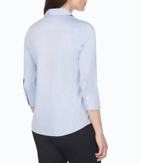 Foxcroft Paityn Solid Pinpoint Oxford Non-Iron Shaped Button Front Point Collar Shirt - 2