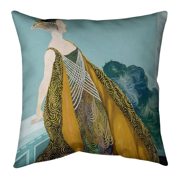 Porch & den &Art Nouveau Design Throw Pillow - 26 x 26 - Purple & Teal - Faux Suede