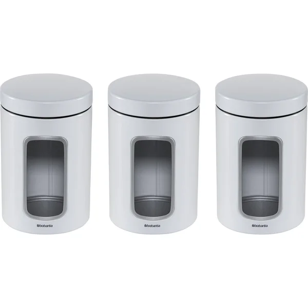 Brabantia 306068 Window Canister - White, 1.4L, Set of 3